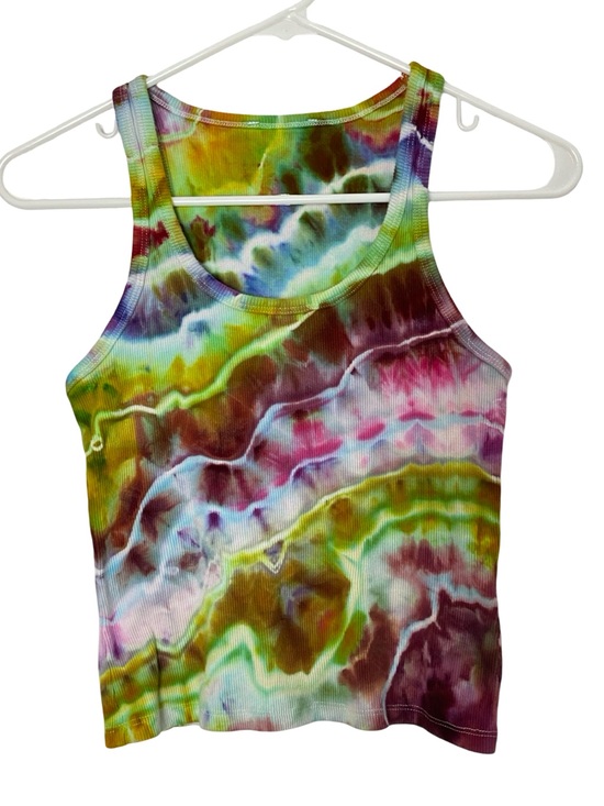 Handmade Tops - OOAK Tie Dye Tank Top Womens Size Small Medium Handmade Ice Geode Upcycle Cotton